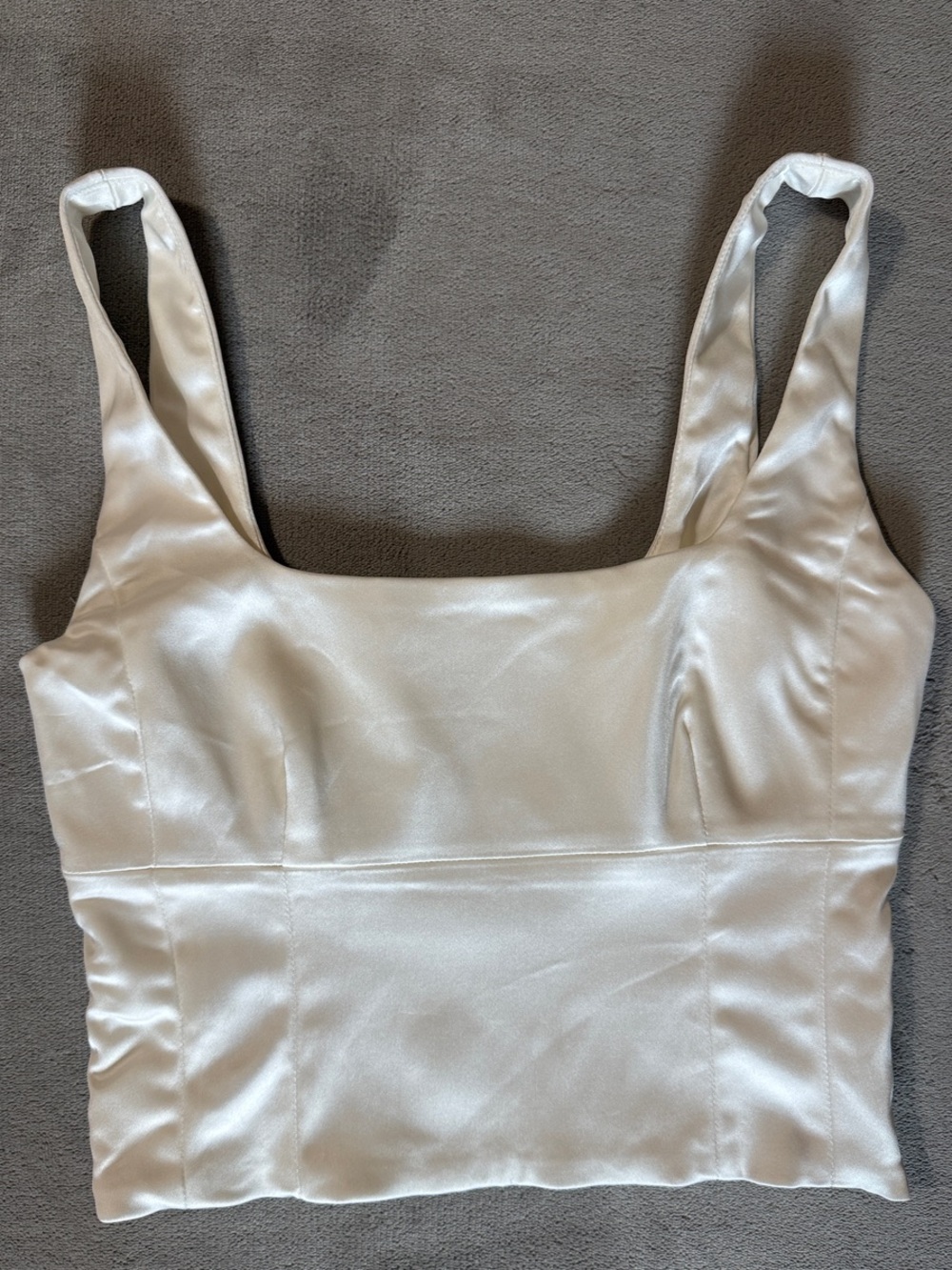 Wilfred White Satin Square-Neck Crop Tank